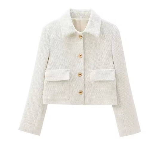 Cream Gold Button Jacket.