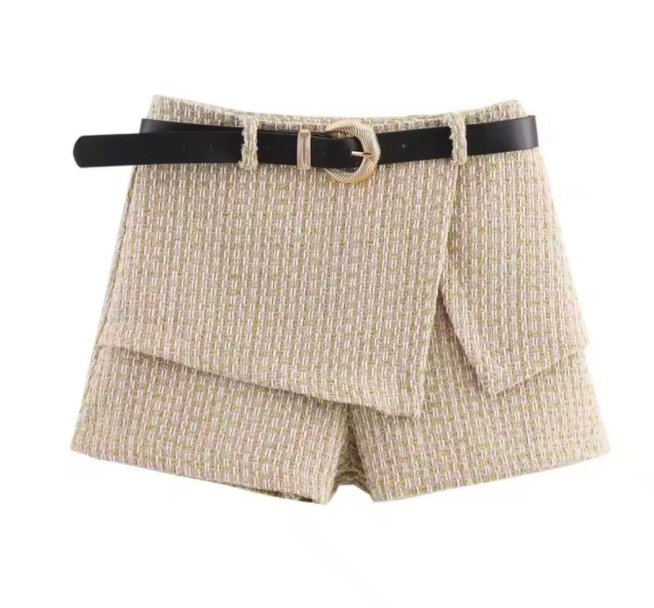 Beige Shorts Textured Matching Set