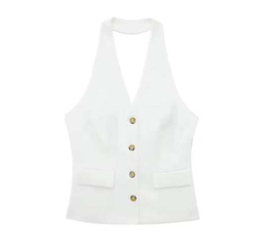 Layla White Waistcoat and Trouser Set