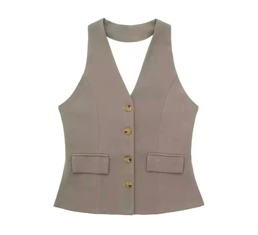Layla Khaki Waistcoat and Trouser Set