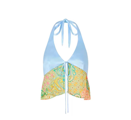Elsa Beach printed halter neck top.
