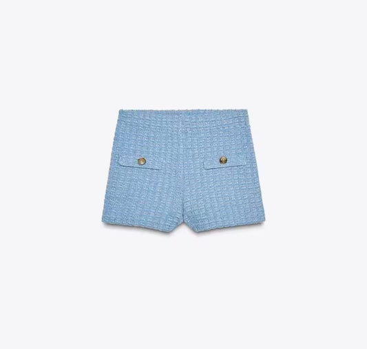 Bobbie Gold Button Blue Short Set
