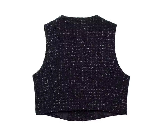 Audrey Black Cropped Sleeveless Vest