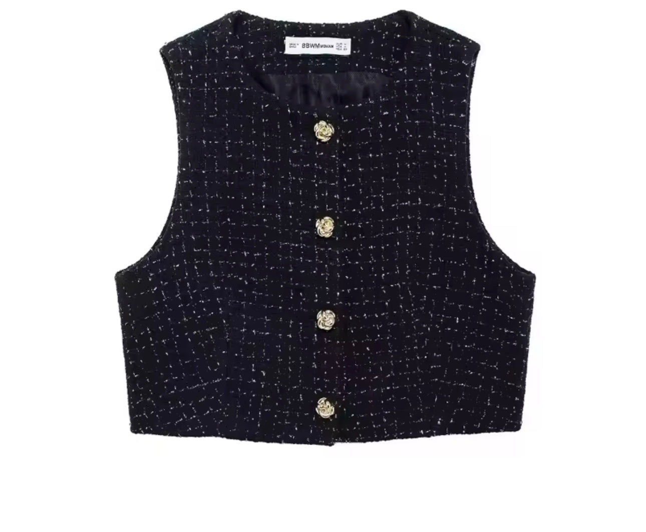 Audrey Black Cropped Sleeveless Vest