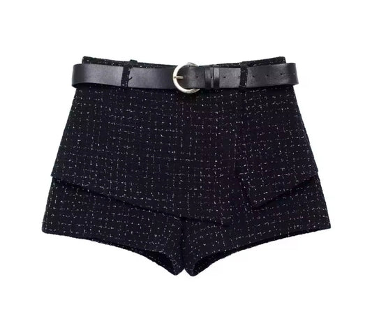 Audrey Shorts black textured matching set.