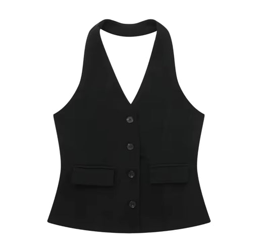 Layla Black Waistcoat and Trouser Set.
